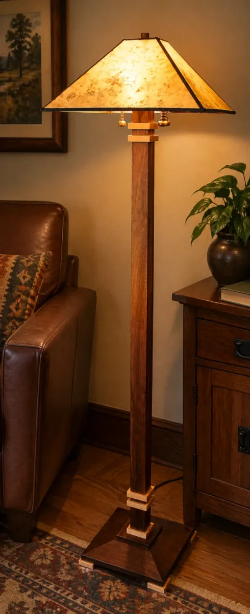 San Francisco Floor  Lamp in Walnut with Maple Trim